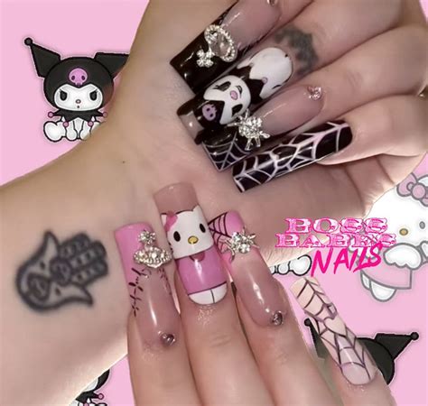 kuromi press on nails|kuromi dark era nails.